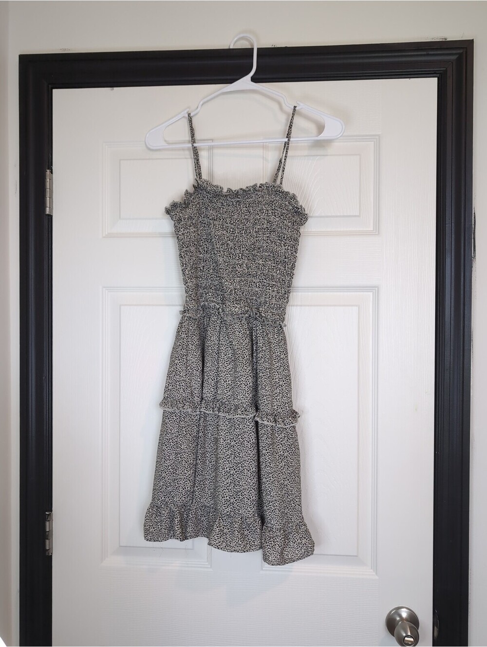 XS tan and black speckled mini dress